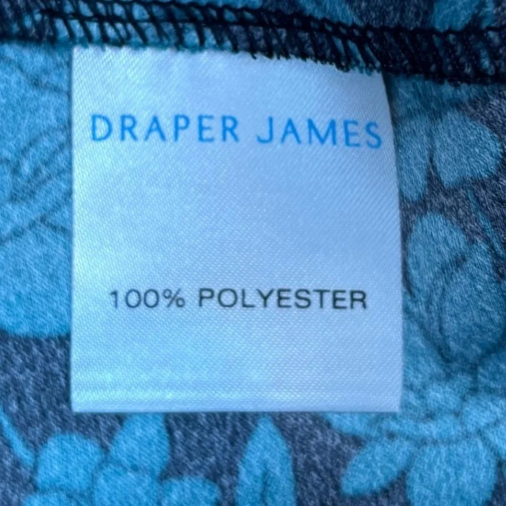Draper James Teal Floral Ruffle Hem Mini Dress Black Long Sleeve Womens M
